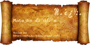 Matejko Ádám névjegykártya